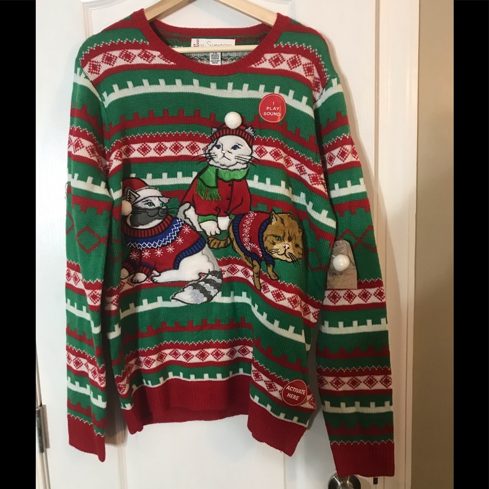 ❌SOLD JOLLY SWEATER Christmas Sweater Cats L Plays